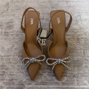 Zara Embellished Bow Heeled Slingbacks